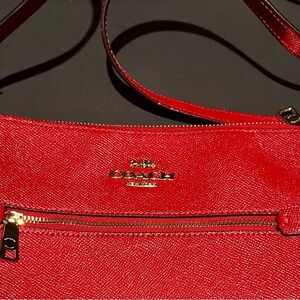 Coach Red Leather File Crossbody Shoulder Bag